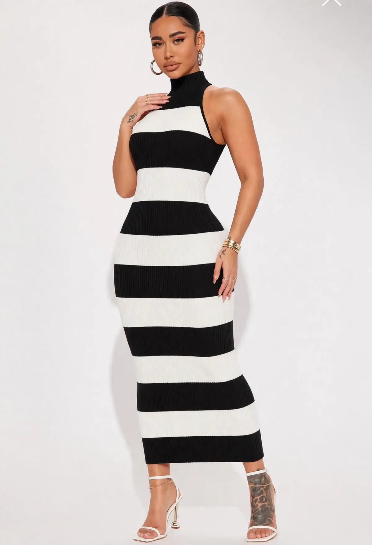 Color Block Mock Neck Maxi Dress
