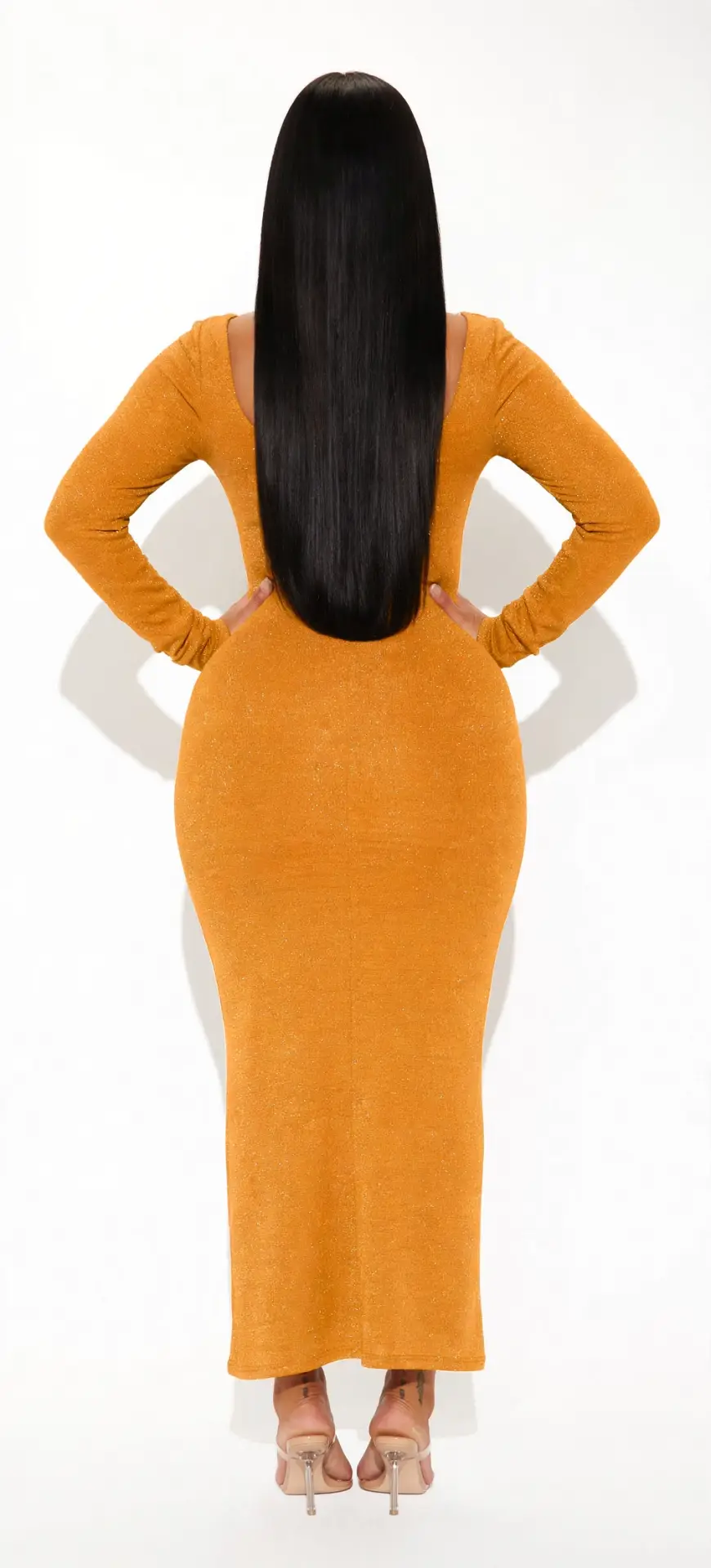 Square Neck Lurex Jersey Maxi Dress