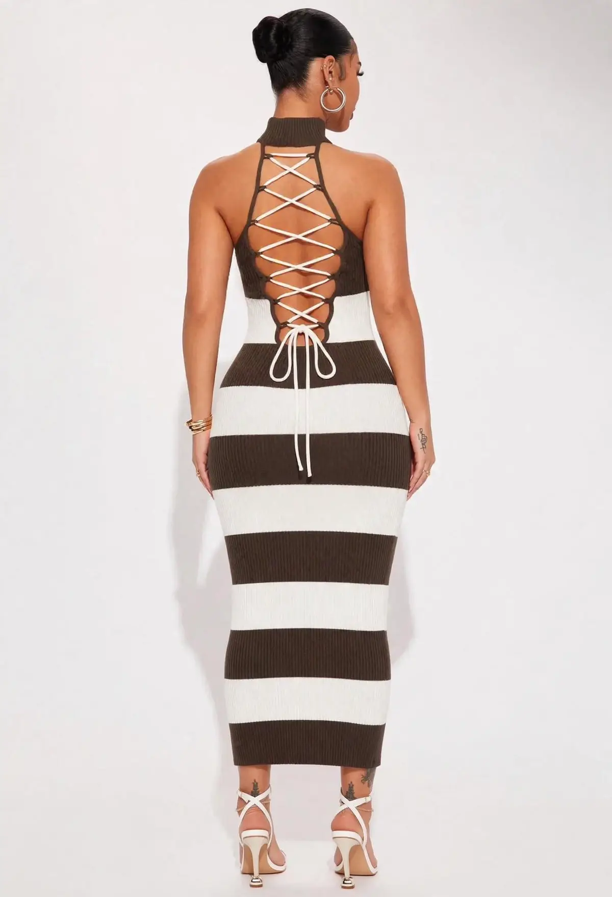 Color Block Mock Neck Maxi Dress