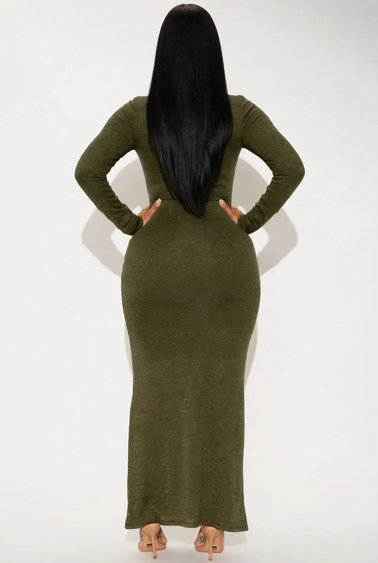 Square Neck Lurex Jersey Maxi Dress