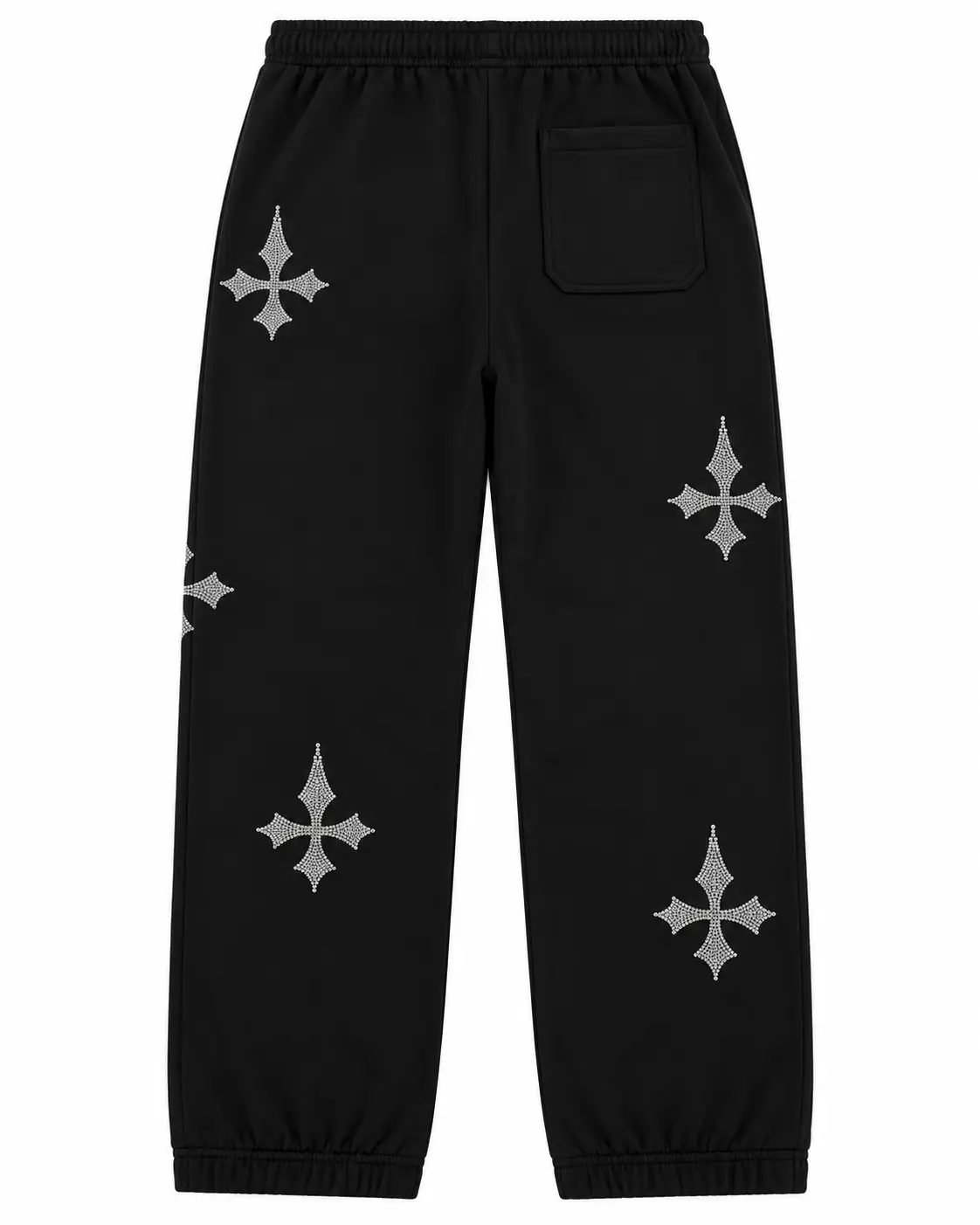 Sapaspur Rhinestone Cross Jogger Sweatpants – Black