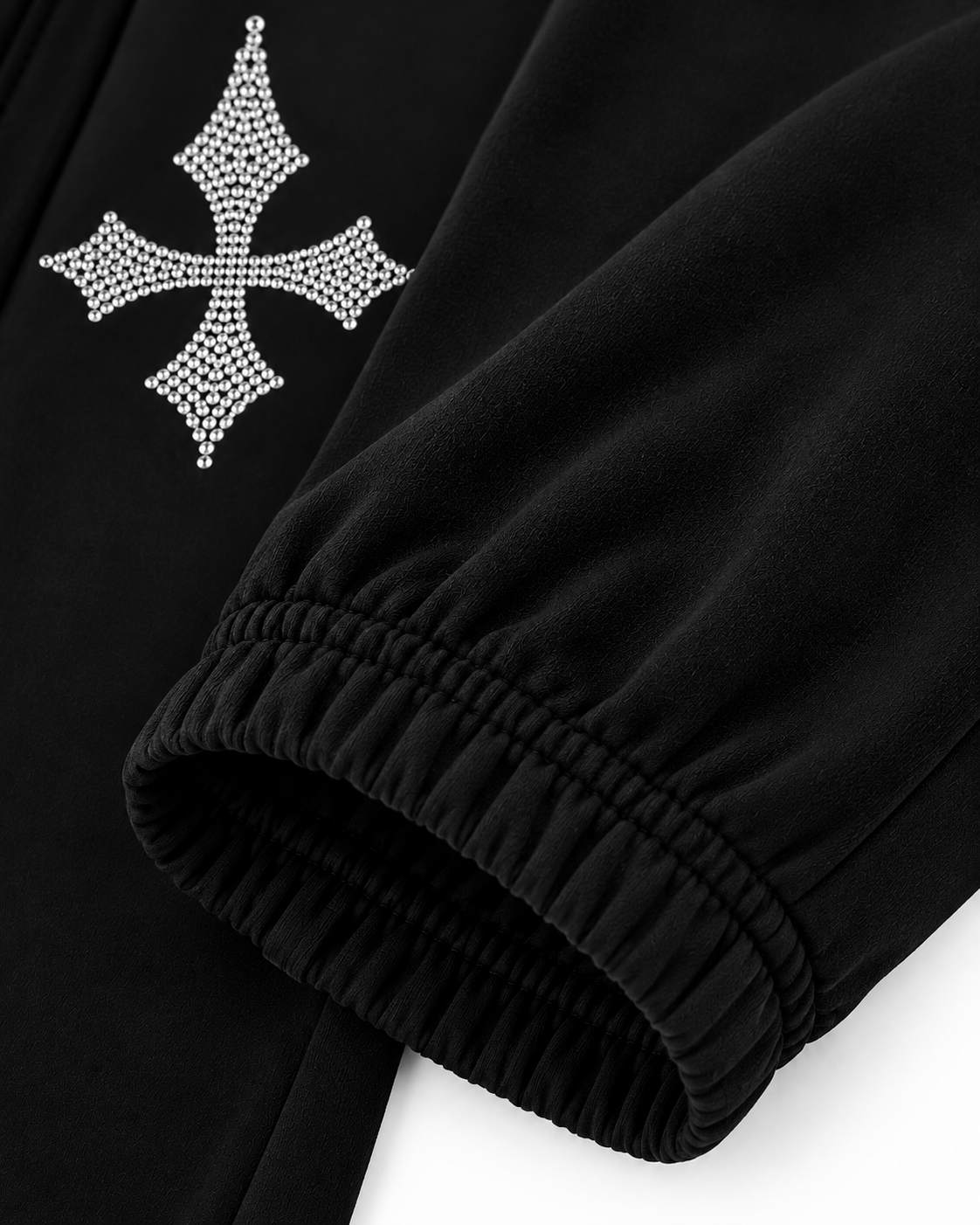 Sapaspur Rhinestone Cross Jogger Sweatpants – Black