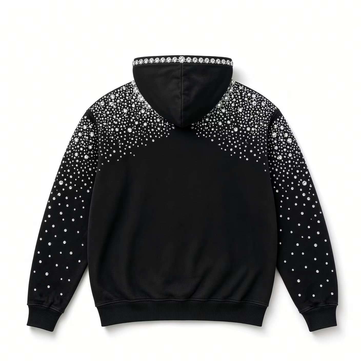 Crystal Star Embellished Oversized Hoodie – Black