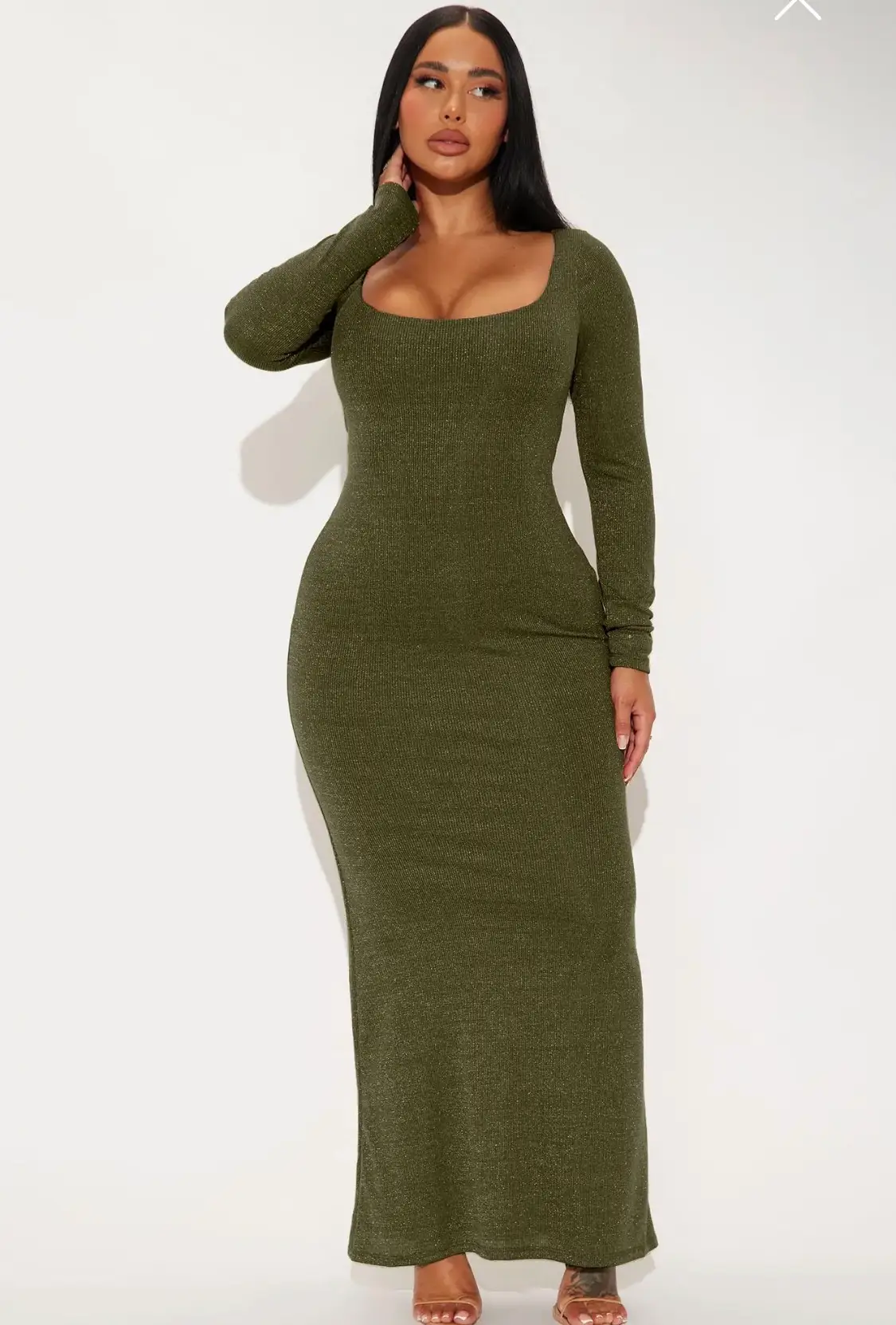 Square Neck Lurex Jersey Maxi Dress