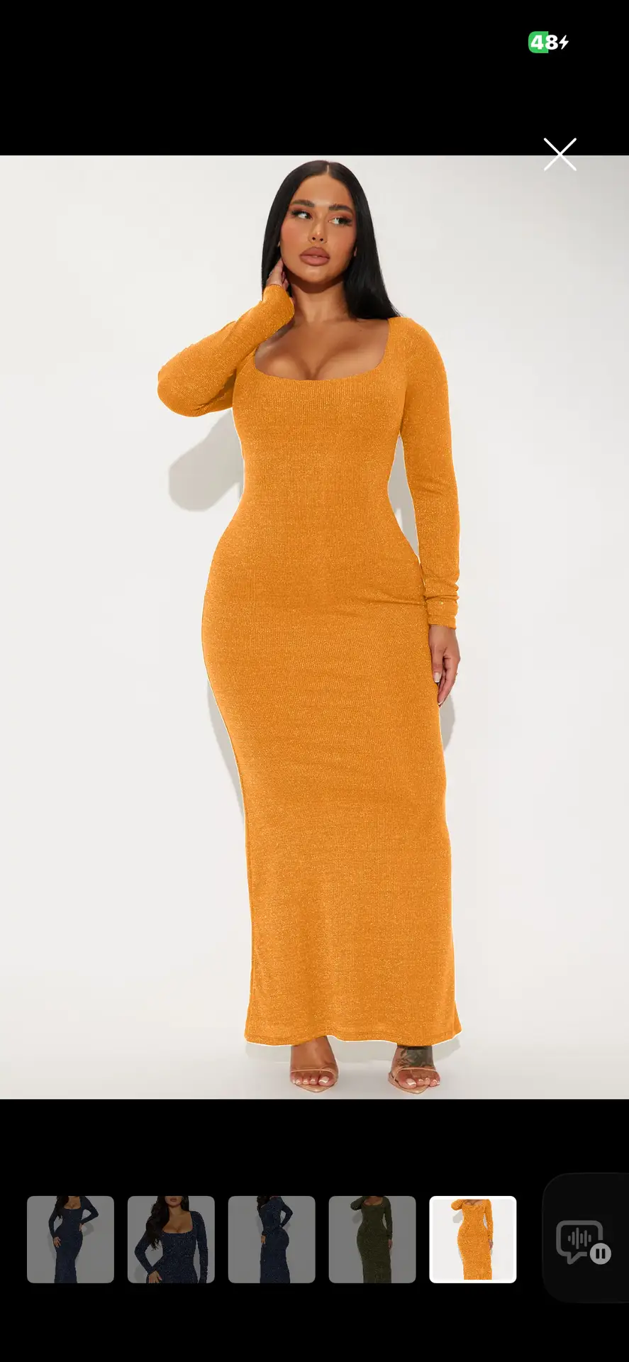 Square Neck Lurex Jersey Maxi Dress